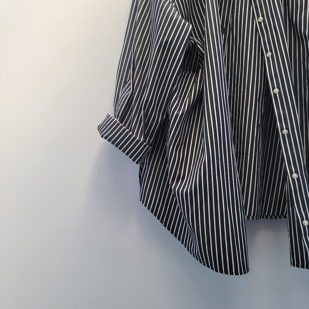 Lauren Ralph Lauren Classic Striped Button Down Shirt Size 3X Navy Blue Preppy - Picture 6 of 15